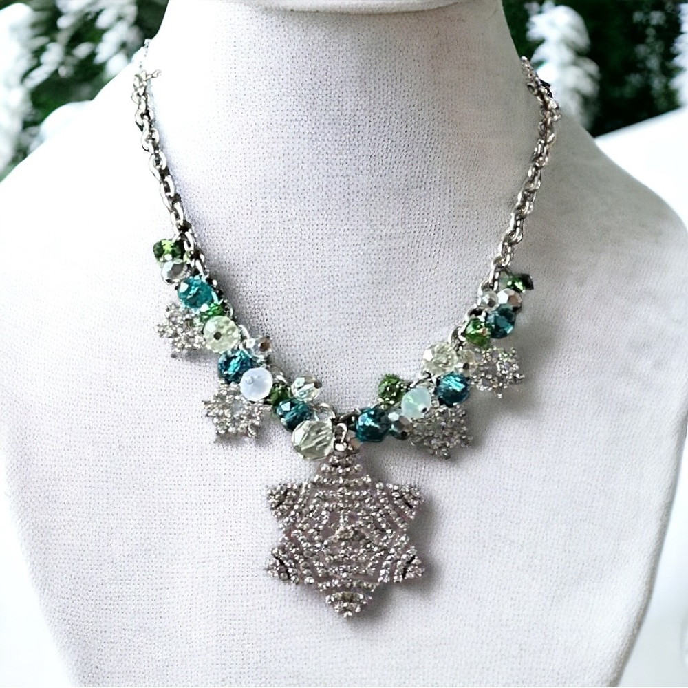 Snowflake Charm Statement Necklace - image 2